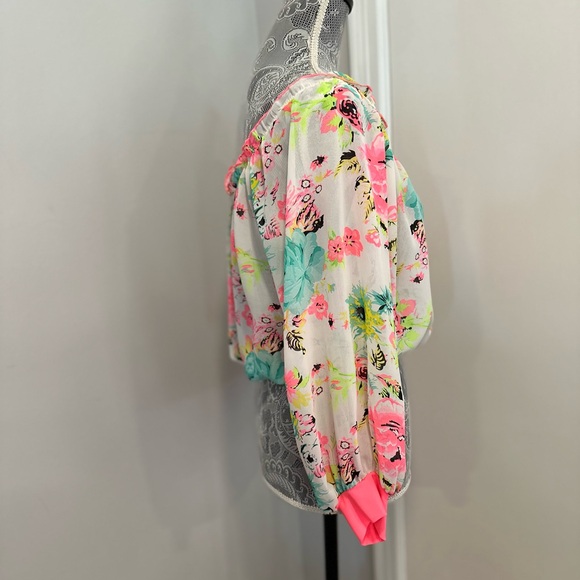 Women’s Sz: M Unique 21 Bright Colorful Floral Off The Shoulder Sheer Blouse. - Picture 3 of 9